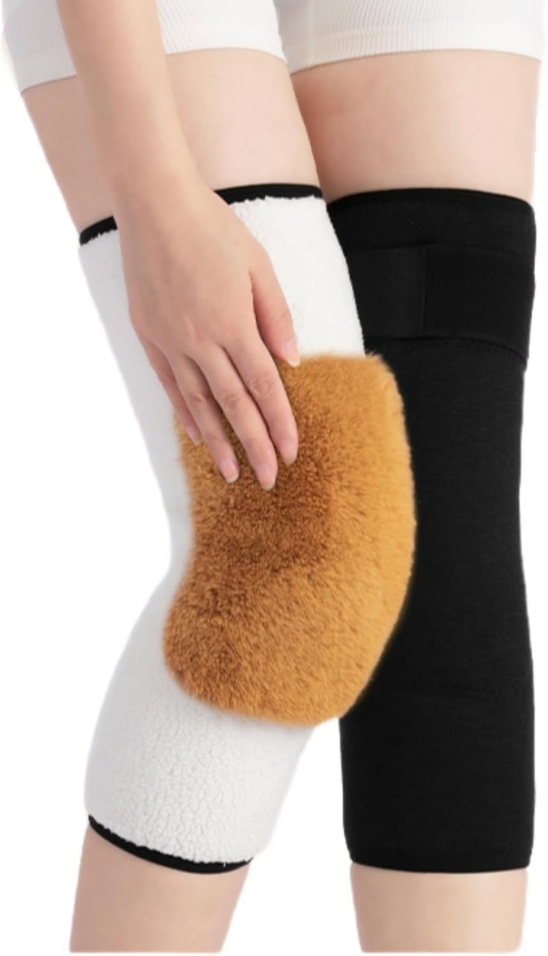 PURFUN Men Women Thick Wool Leg Warmers Winter Thermal Rheumatic Arthritis Ski Cycling Knee Braces Leg Sleeves Wraps Support - Image 2